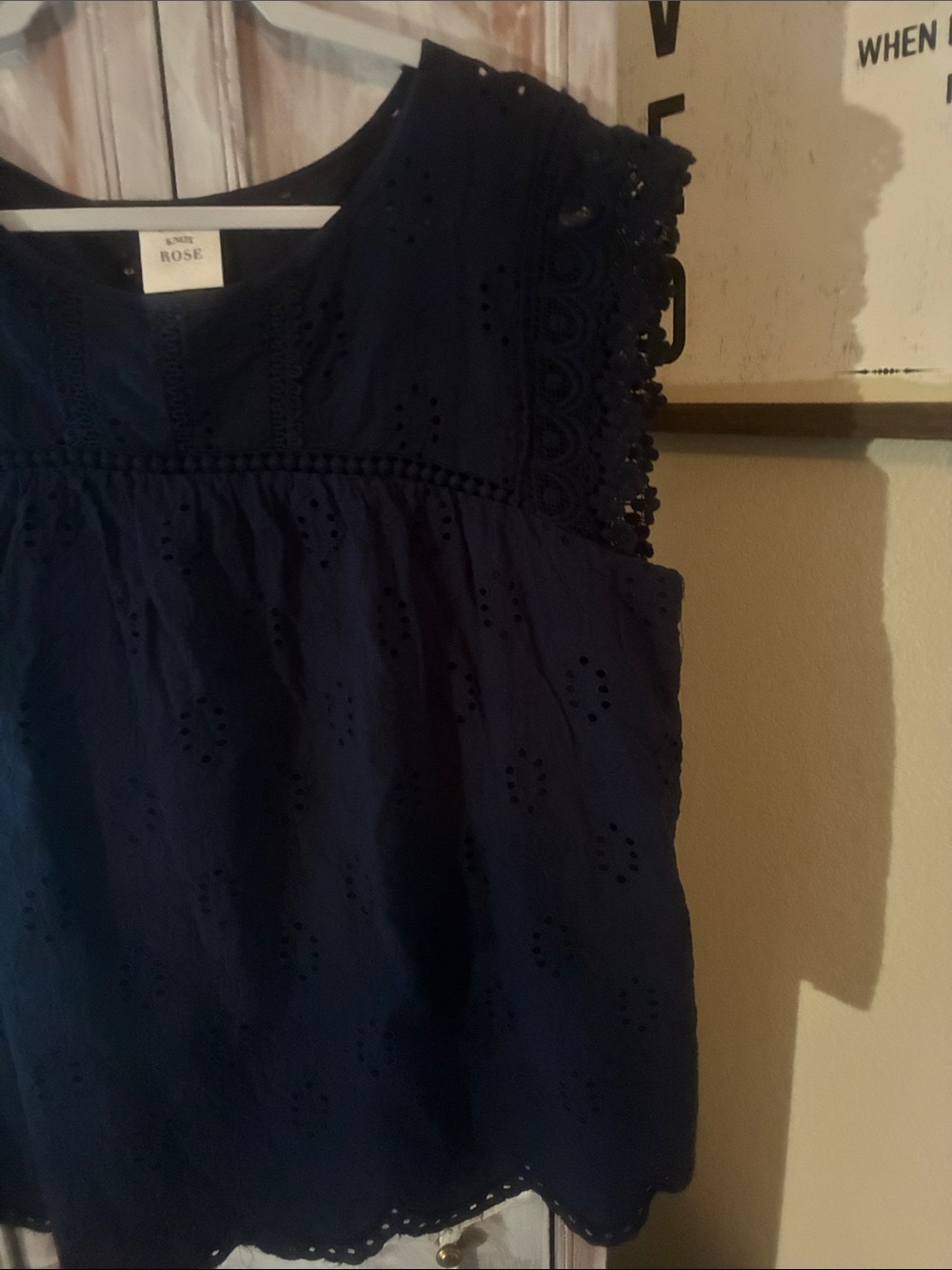 Knox Rose Navy Eyelet Cap-Sleeve Top - Picture 3 of 3